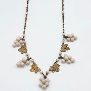 Antique White Grape Vine Leaves Sterling Silver Necklace